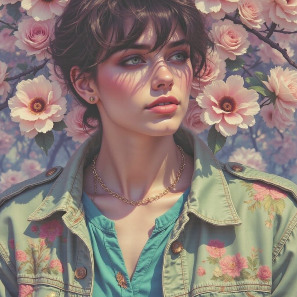 Woman Reaching Out From Car Sunroof in 80s Style