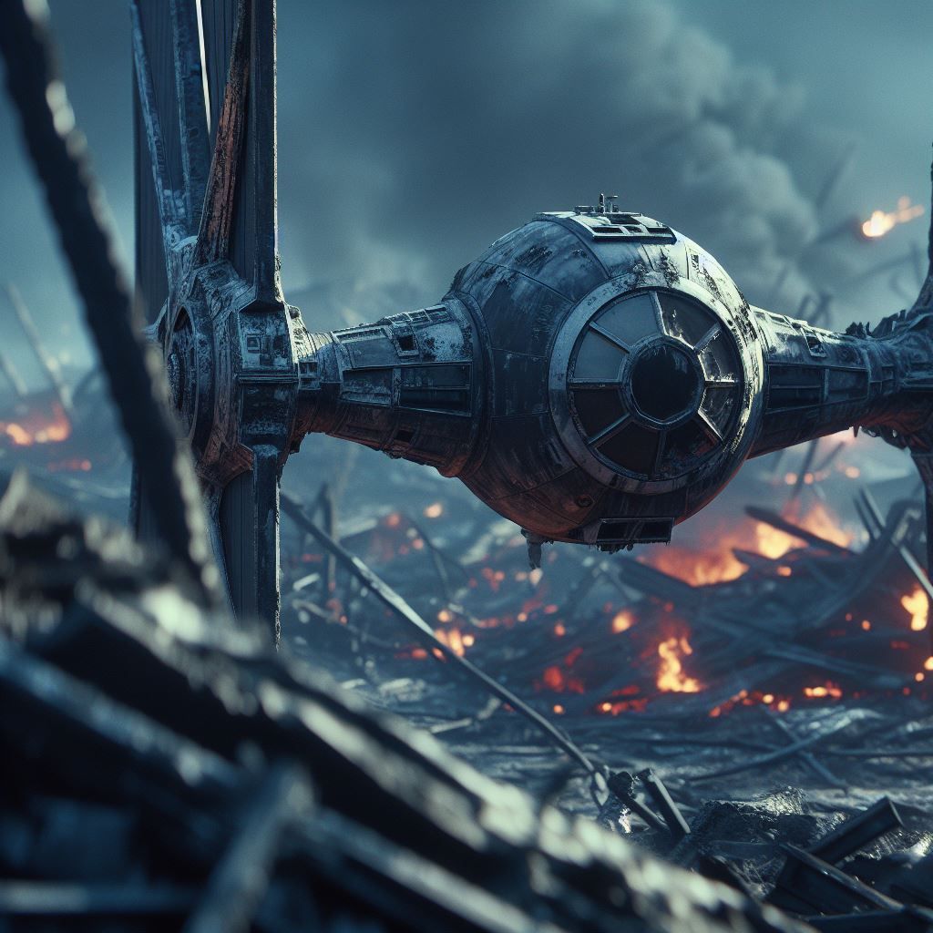TIE Fighter Among the Devastation