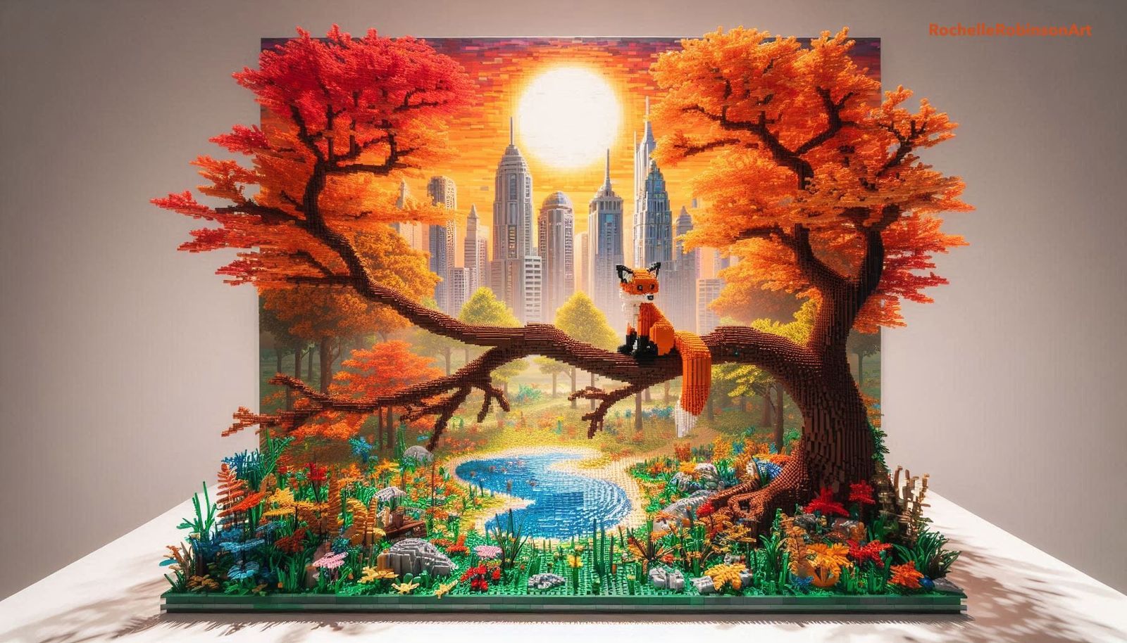 🐾🍂🌲🌇🌃🦊 - Lego Art