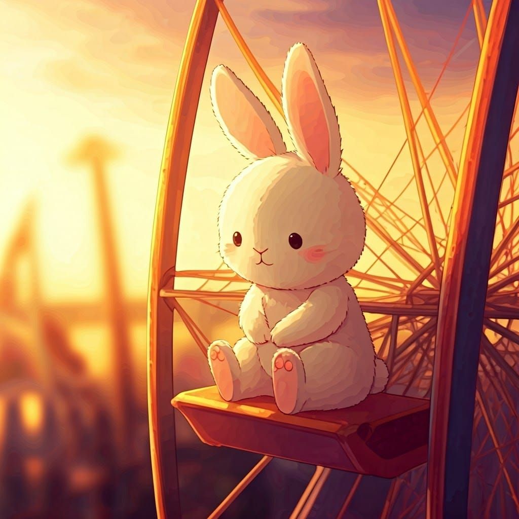 Anime Rabbit on Ferris Wheel at Sunset