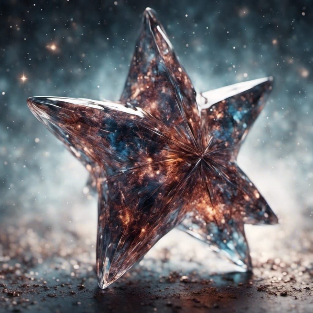 <lora:Mnemcore:1.0> Fully transparent Glass star made of sta...