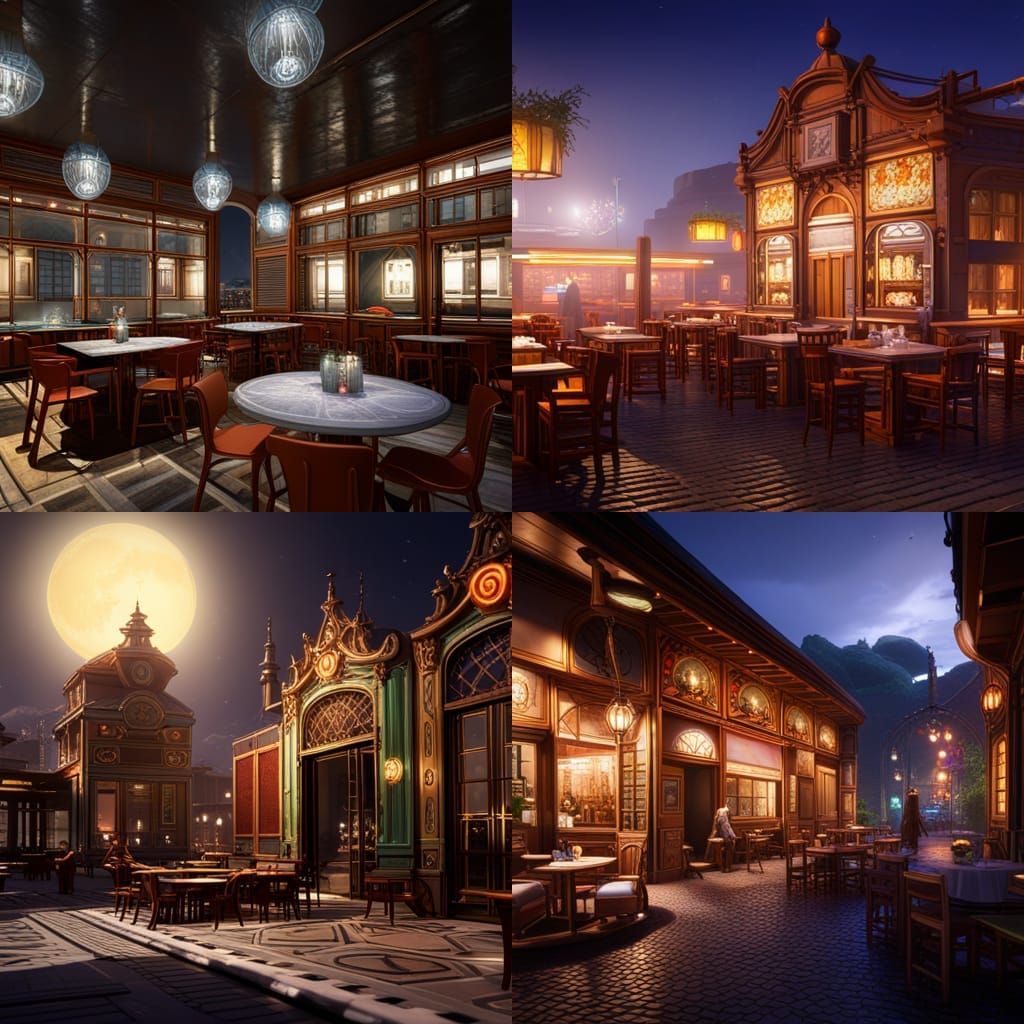 Cafe At Night - AI Generated Artwork - NightCafe Creator