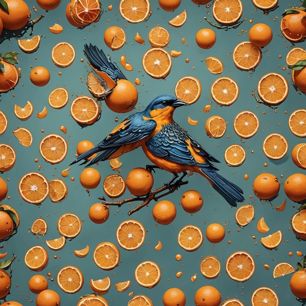 A BIRD MADE OUT OF ORANGES