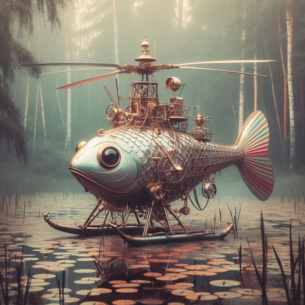 steampunk fish helicopter