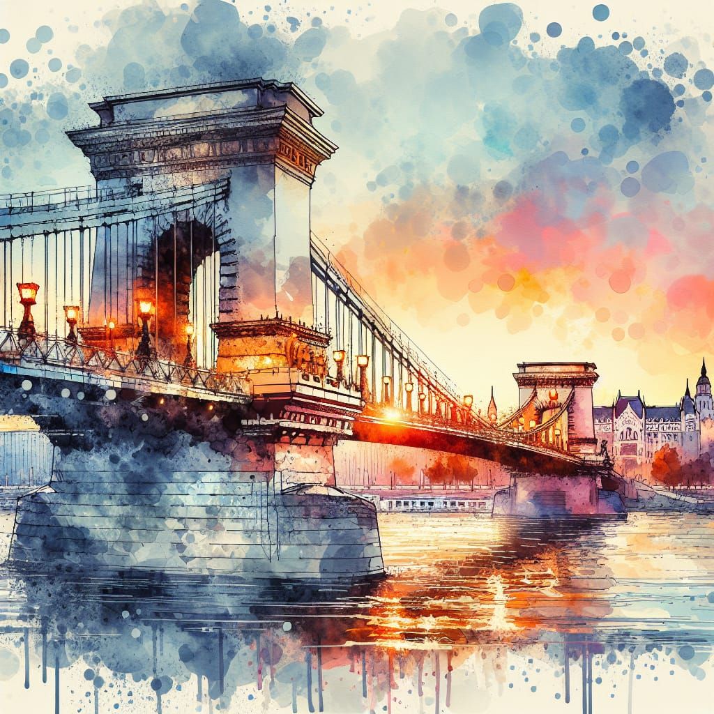A dawn-lit cityscape of Budapest, Hungary. Highlighting the renowned Szechenyi Chain Bridge,  by @undefined