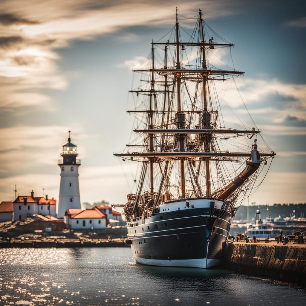 Sailing Ship in a Harbor