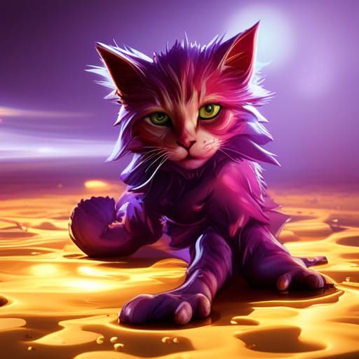 Kitten covered in syrup