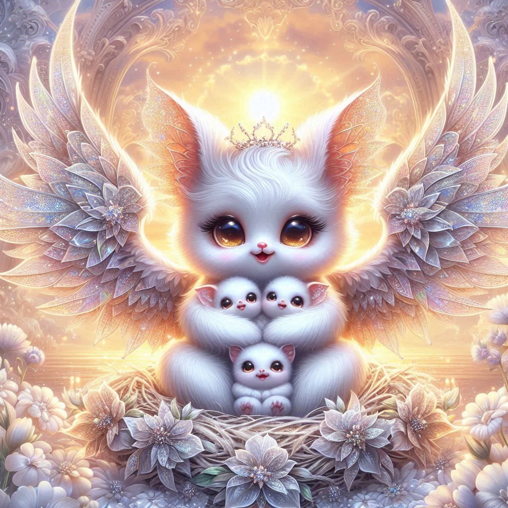 Angelic White Bat & Babies