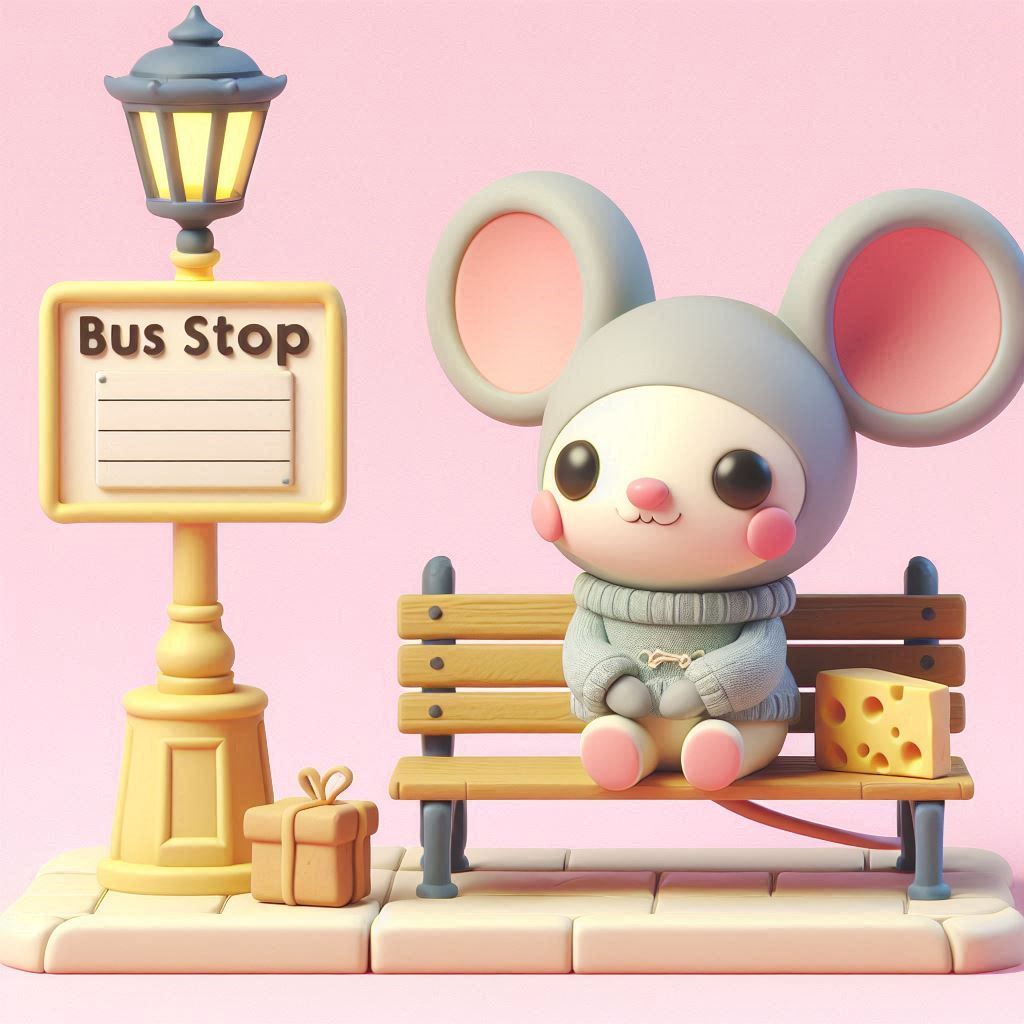 A mouse patiently waiting for its ride