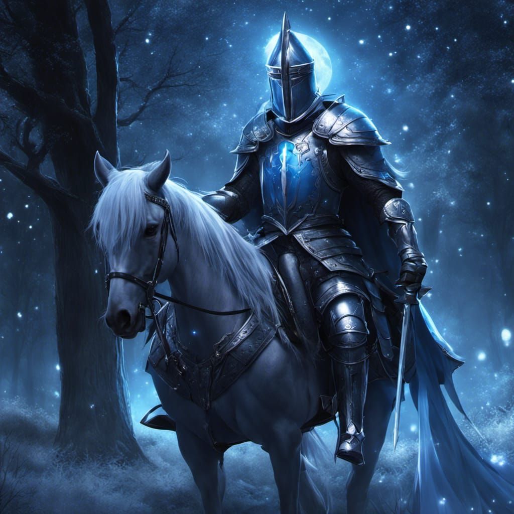 Blue and silver Knight v3 - AI Generated Artwork - NightCafe Creator