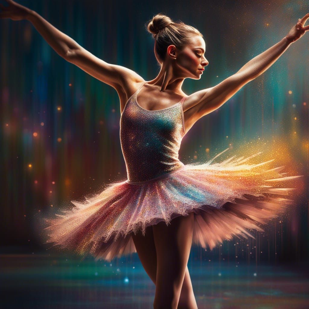 a ballerina on pointe in a glittery tutu