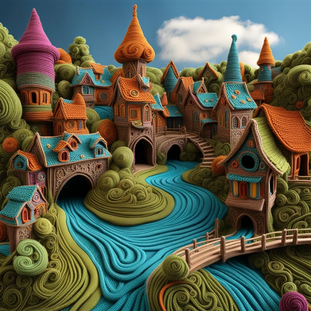 Crochet village  by @Matt