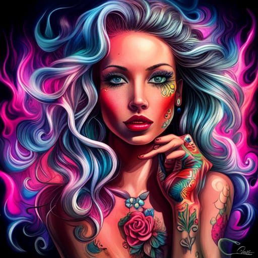 tattoo Barbie slumming graffiti art, splash art, street art, spray ...