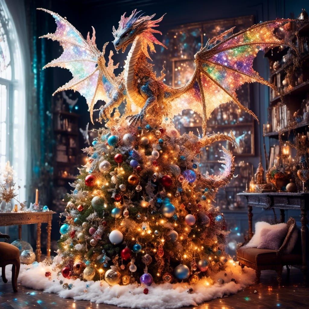 Beautiful decorated Christmas tree is made into a dragon #2