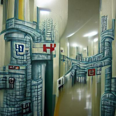 Dystopian hospital corridors
