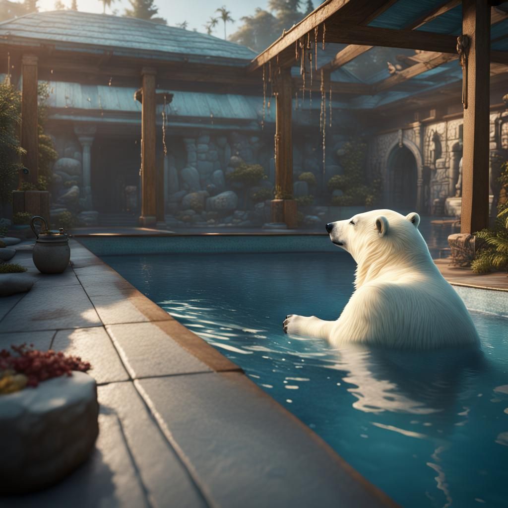 A polar bear in my swimming pool
