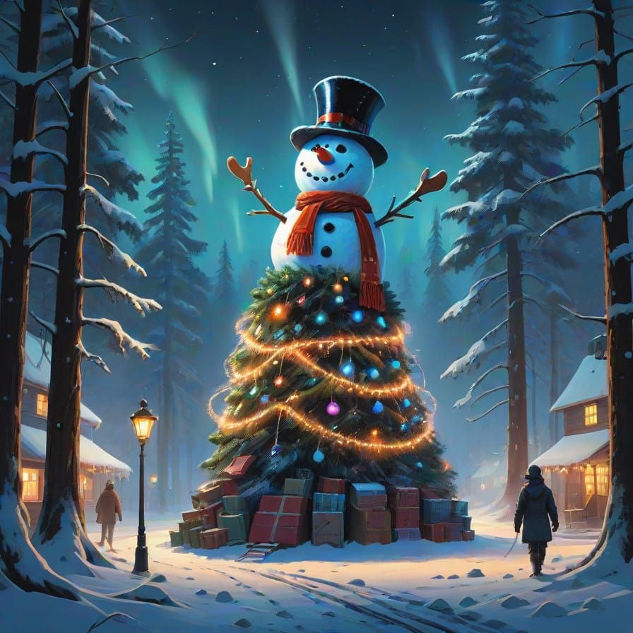 A snowman Christmas tree  by @MissP