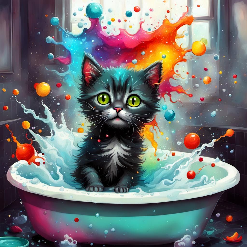 Pop Art Kitten Bath in Janssen Style