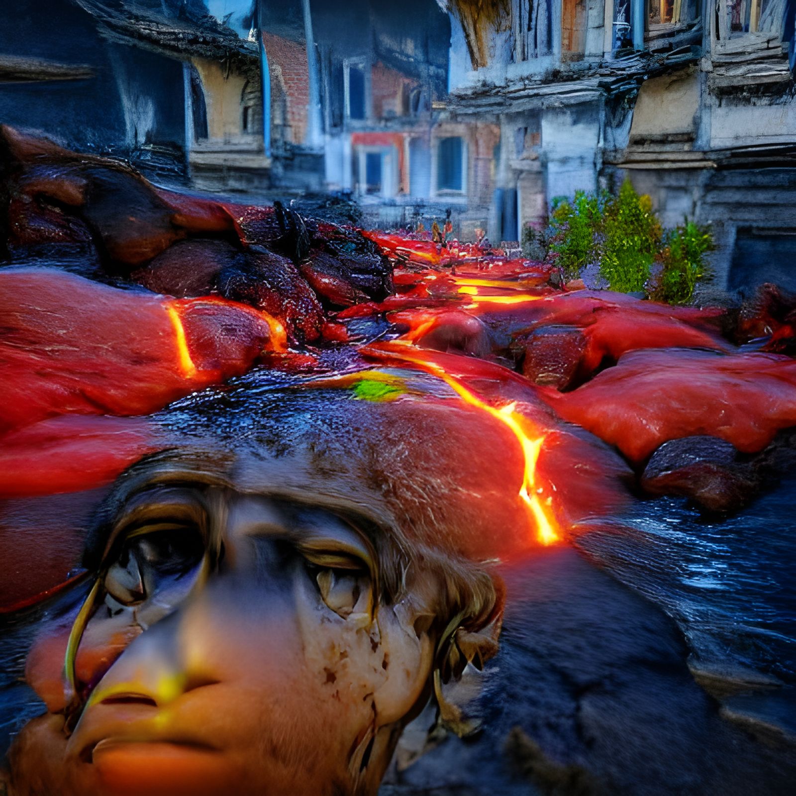 The collapse of ancient rome and the lava flowing from the v...