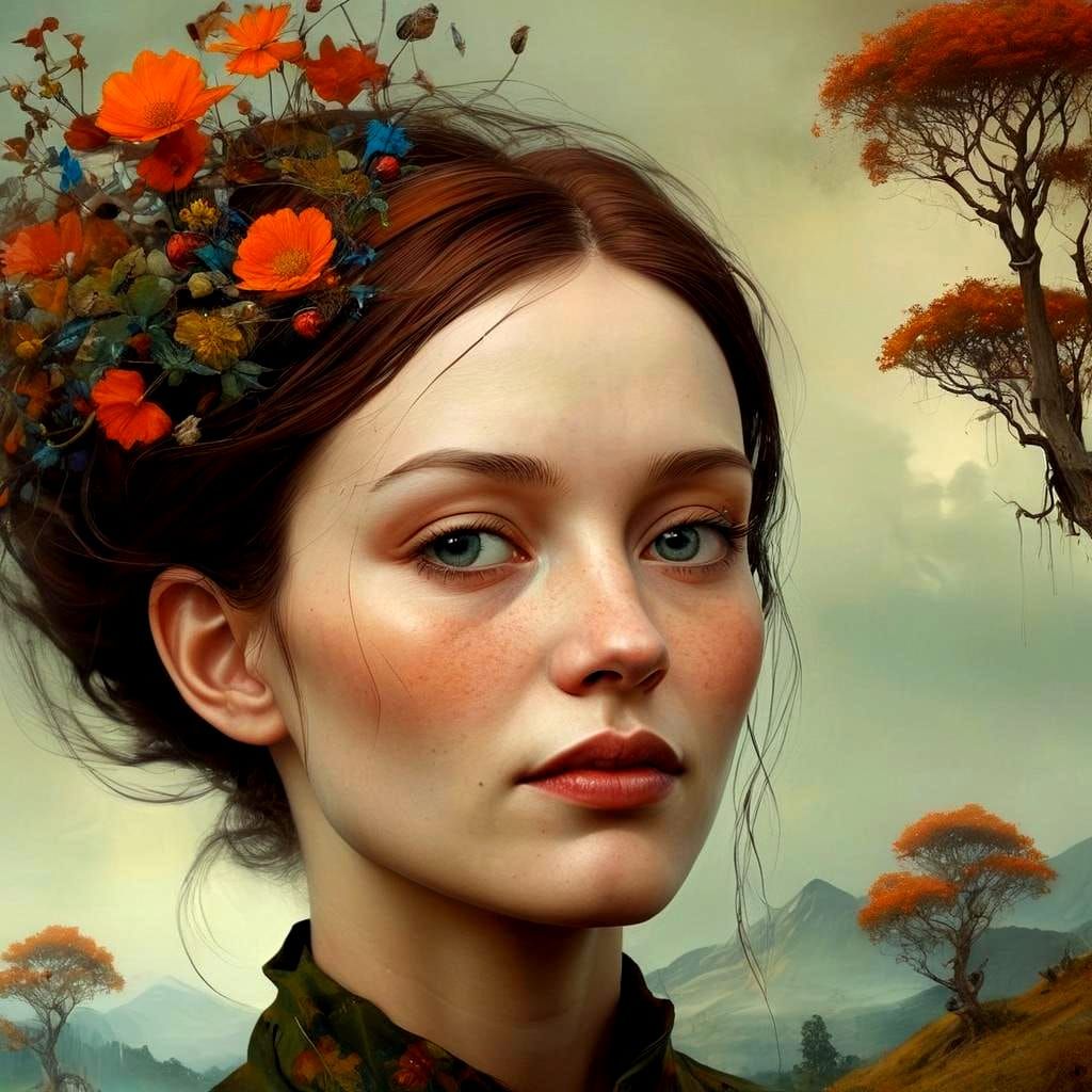 Surreal Portrait of a Smiling Woman