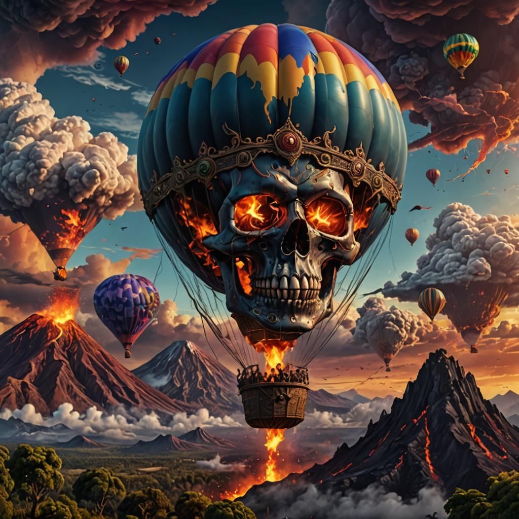 Volcano air balloon - AI Generated Artwork - NightCafe Creator