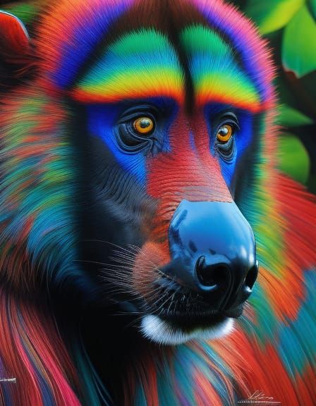 Insanely detailed hyperrealistic front view close up paintin...