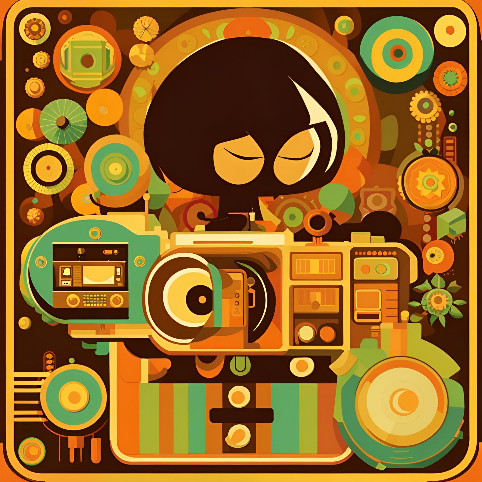 groovy retro solarpunk communal clipart feed shareware libra...