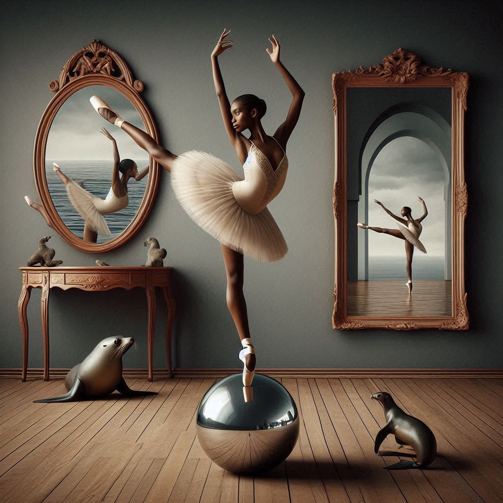 Ballerina, mirrors and seals