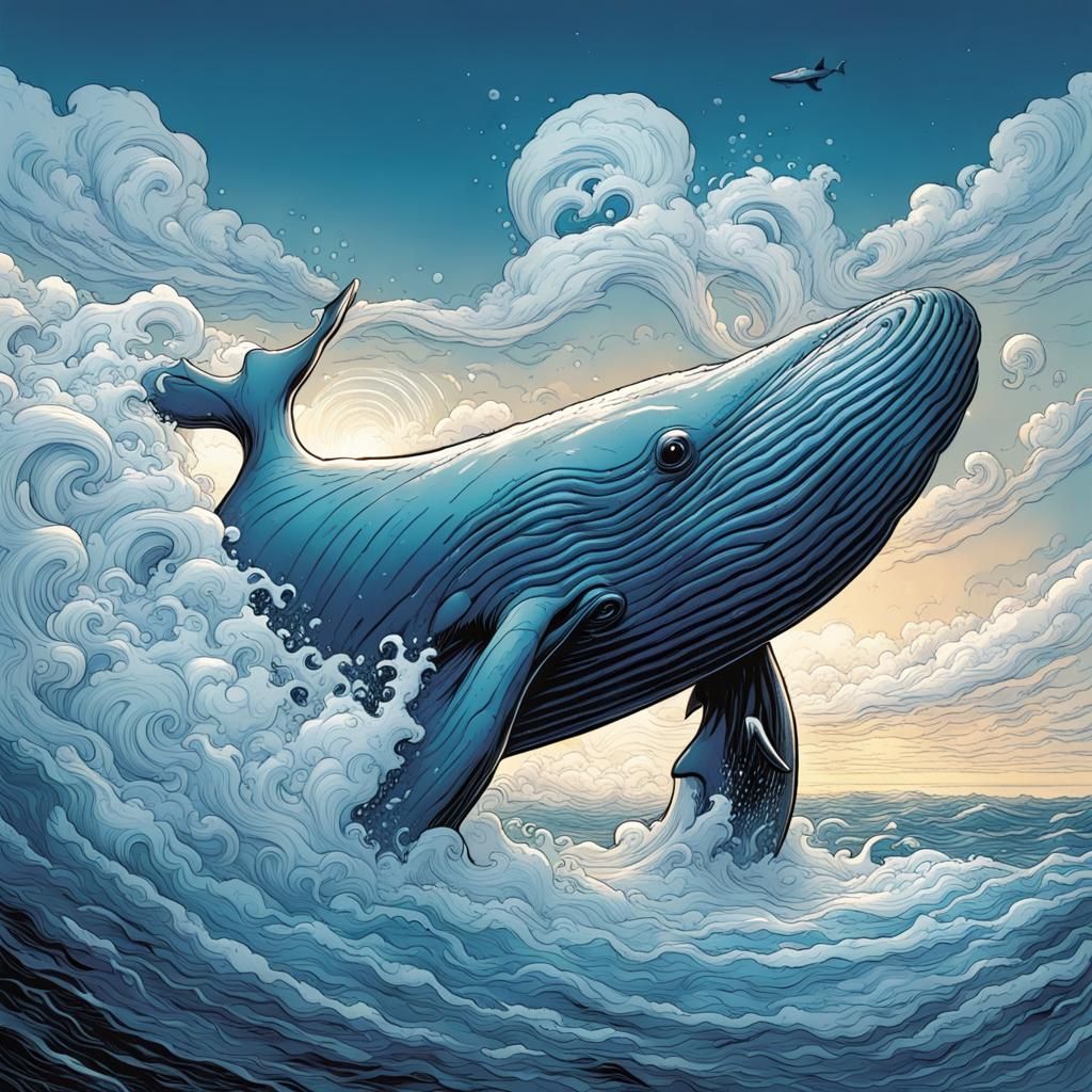 cool whale blue foam white sea - AI Generated Artwork - NightCafe Creator