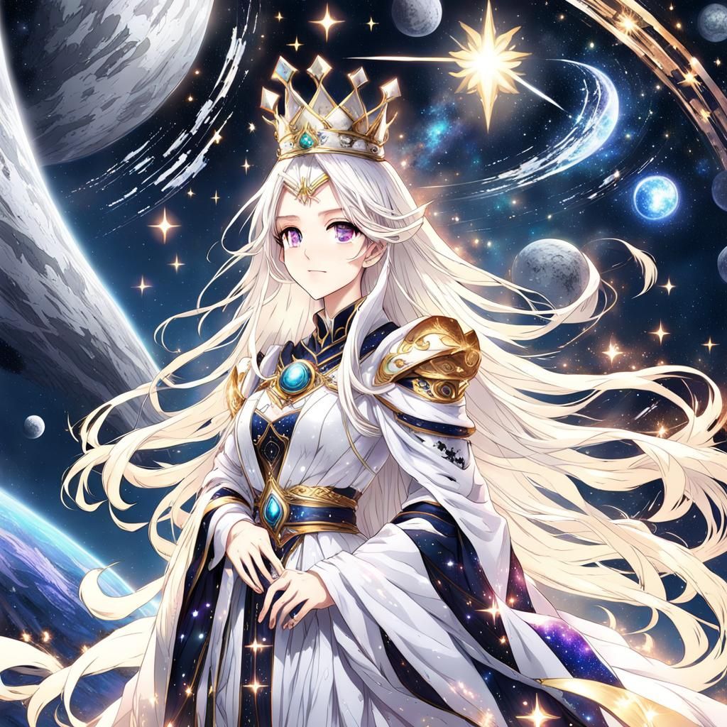 Moon Goddess in Starry Anime Style