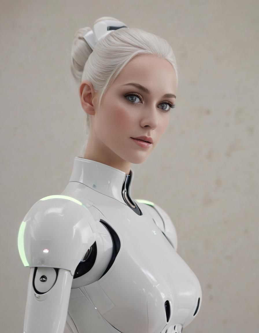 Elegant Futuristic Android Nanny Robot Portrait