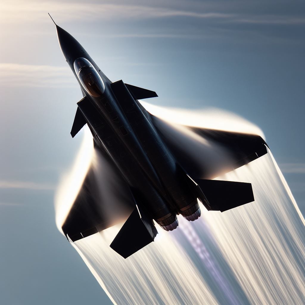 fighter jet leaves a trail of condensation