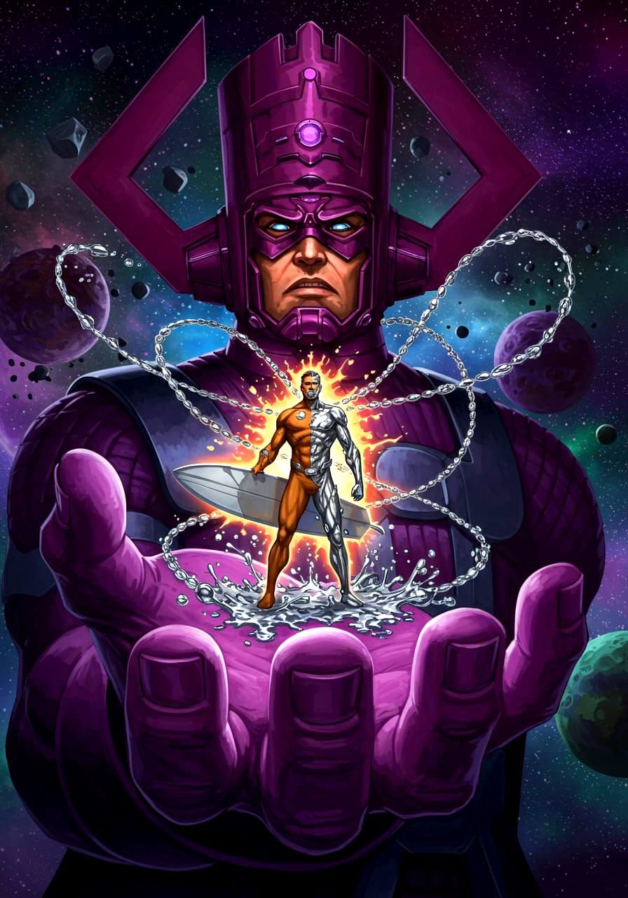 Galactus empowering Silver Surfer