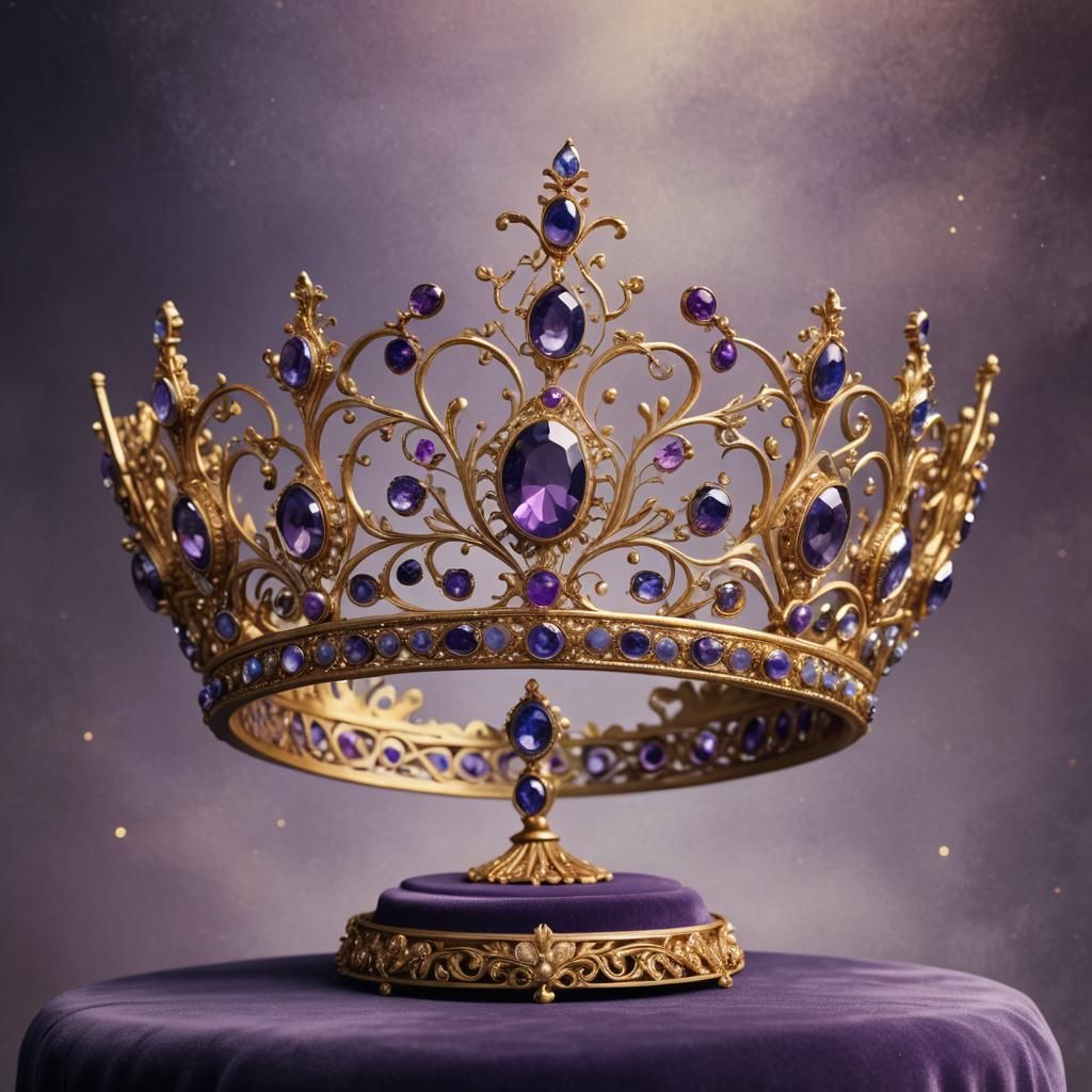 On display, not yet worn, a beautiful jewel encrusted tiara