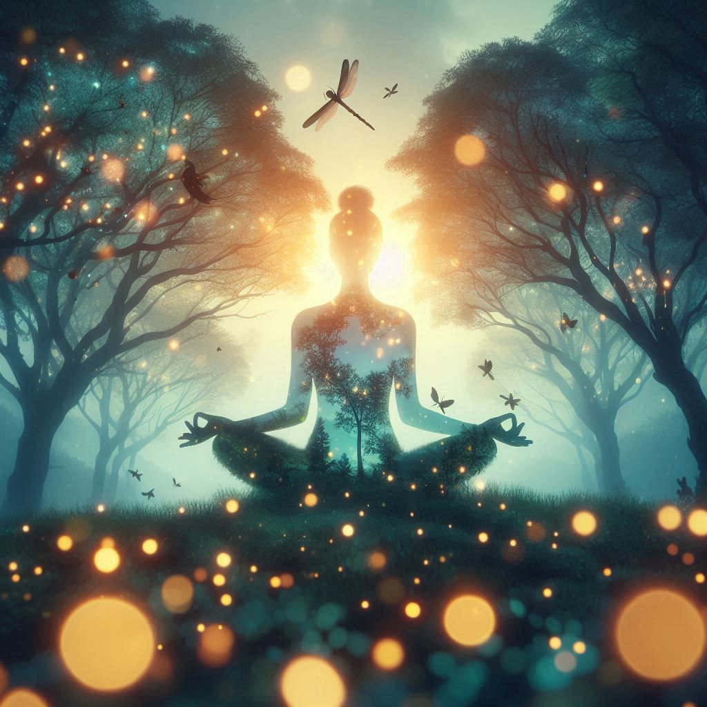 double exposure beautiful fantasy portrait landscape..