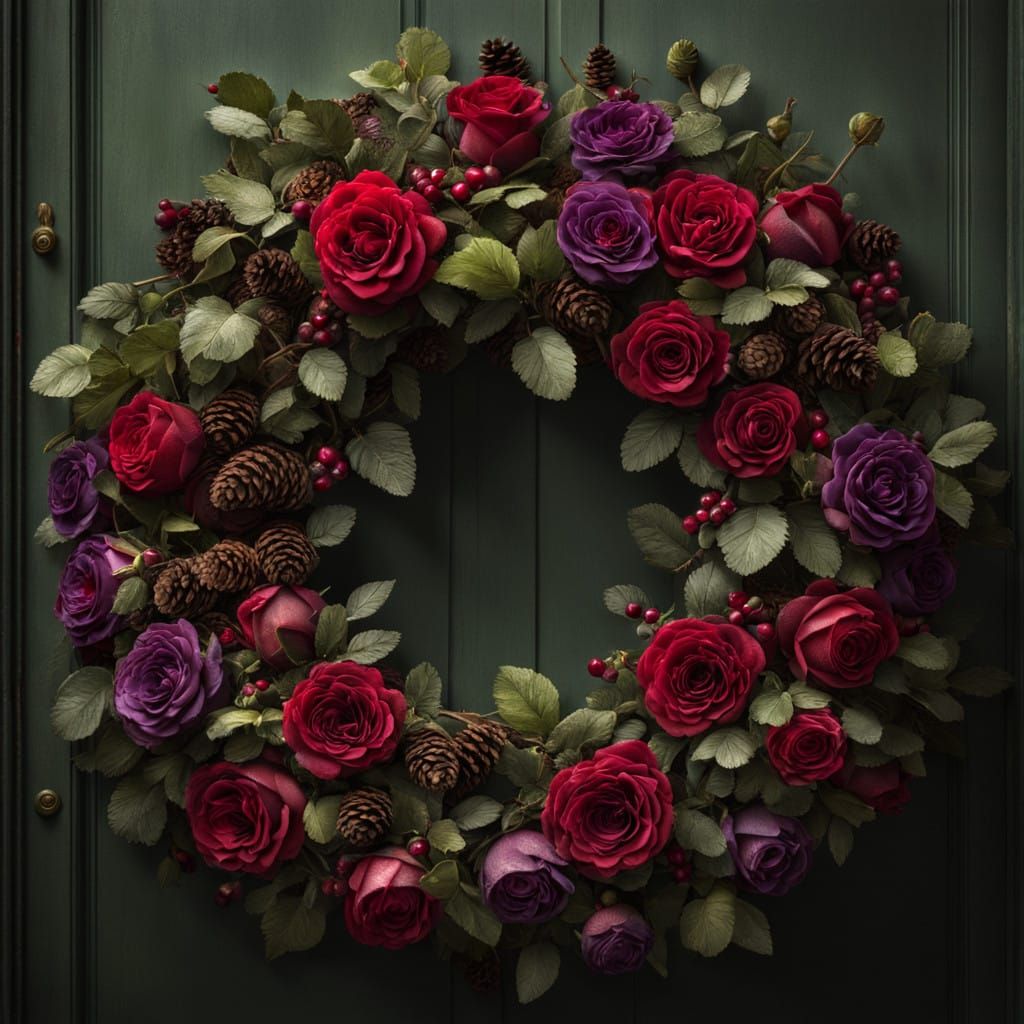 Elegant Door Wreath in Hyperrealistic Style