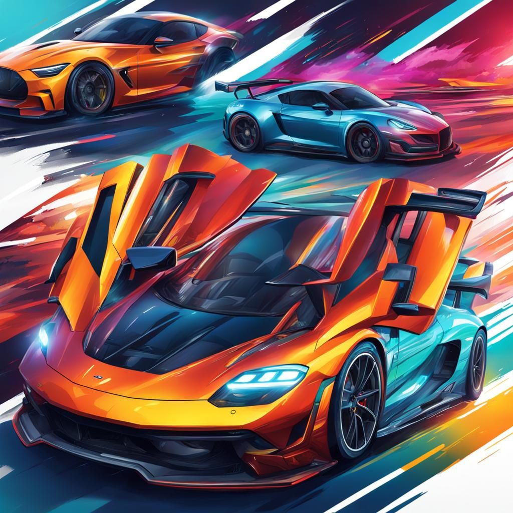 super sports car racing detailed