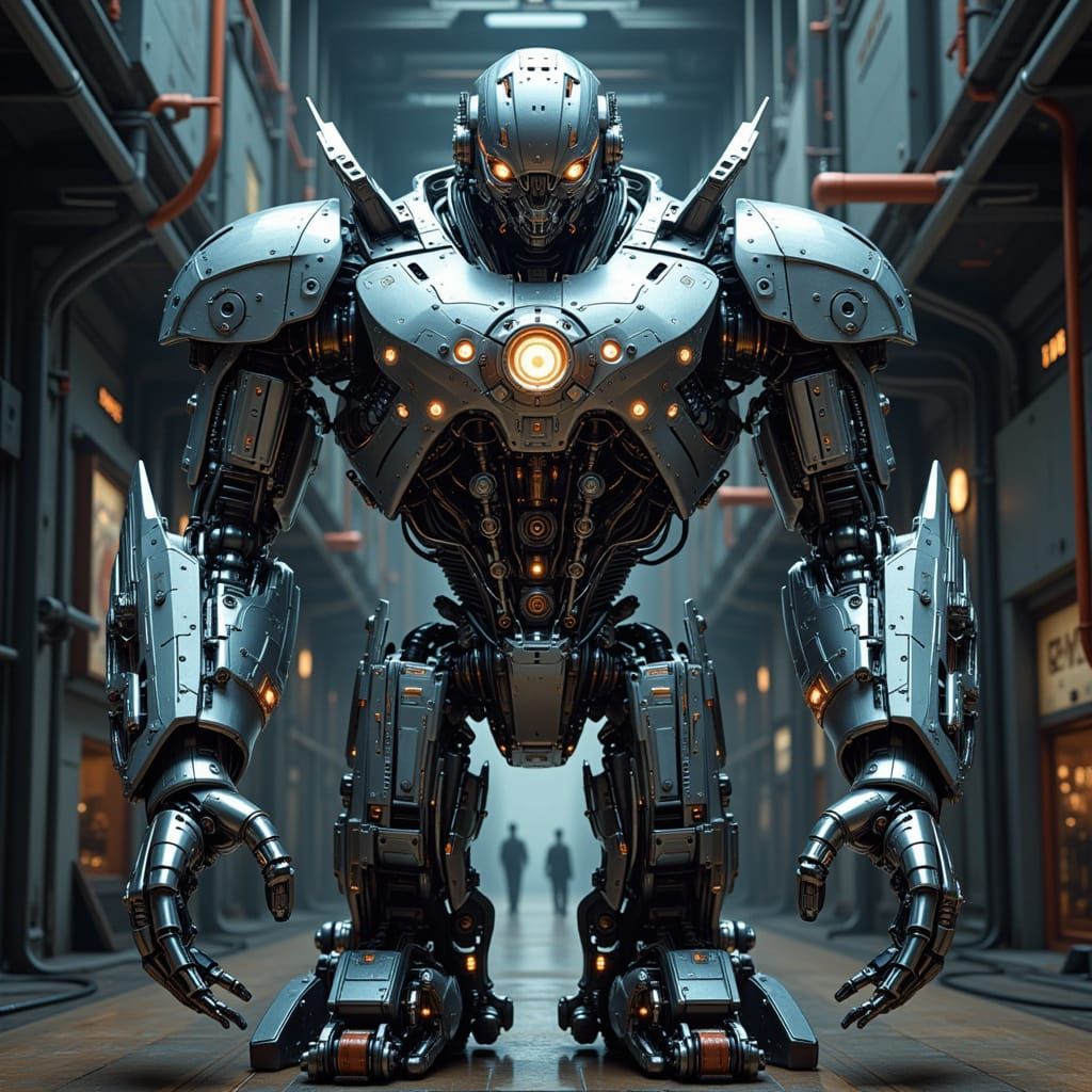 <lora:D3Ddroid2:0.5> A massive biomechanical text Logo, "D3Ddroid2" commanding attention in the center of the room.