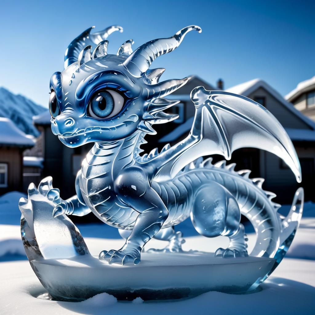 dragon ice sculpture - AI Generated Artwork - NightCafe Creator