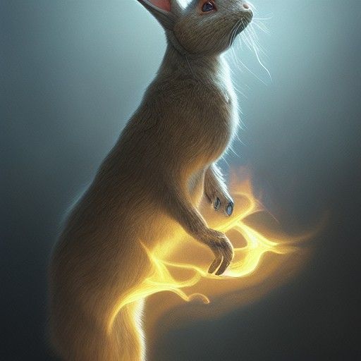 a fire breathing rabbit, diffuse lighting, fantasy, intricat...
