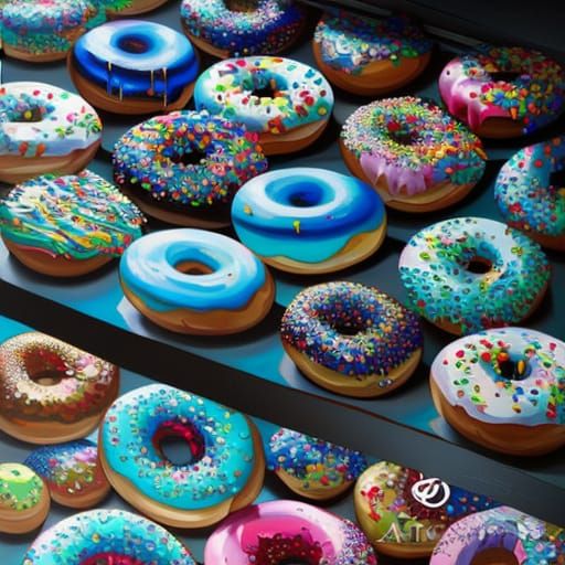 Colorful Dripping Donuts in Pop Art Style