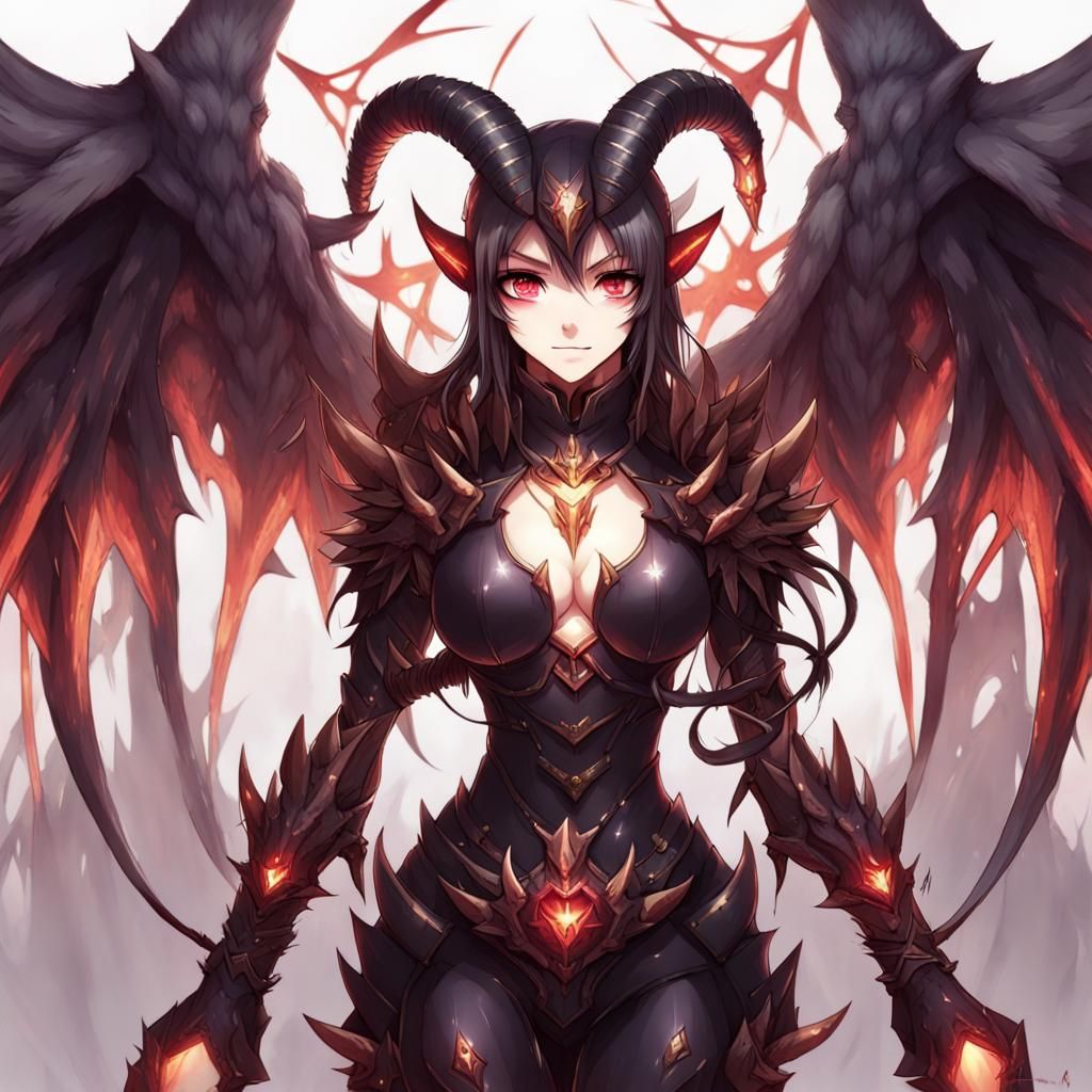 Anime Fantasy Girl Demon Ready to Strike