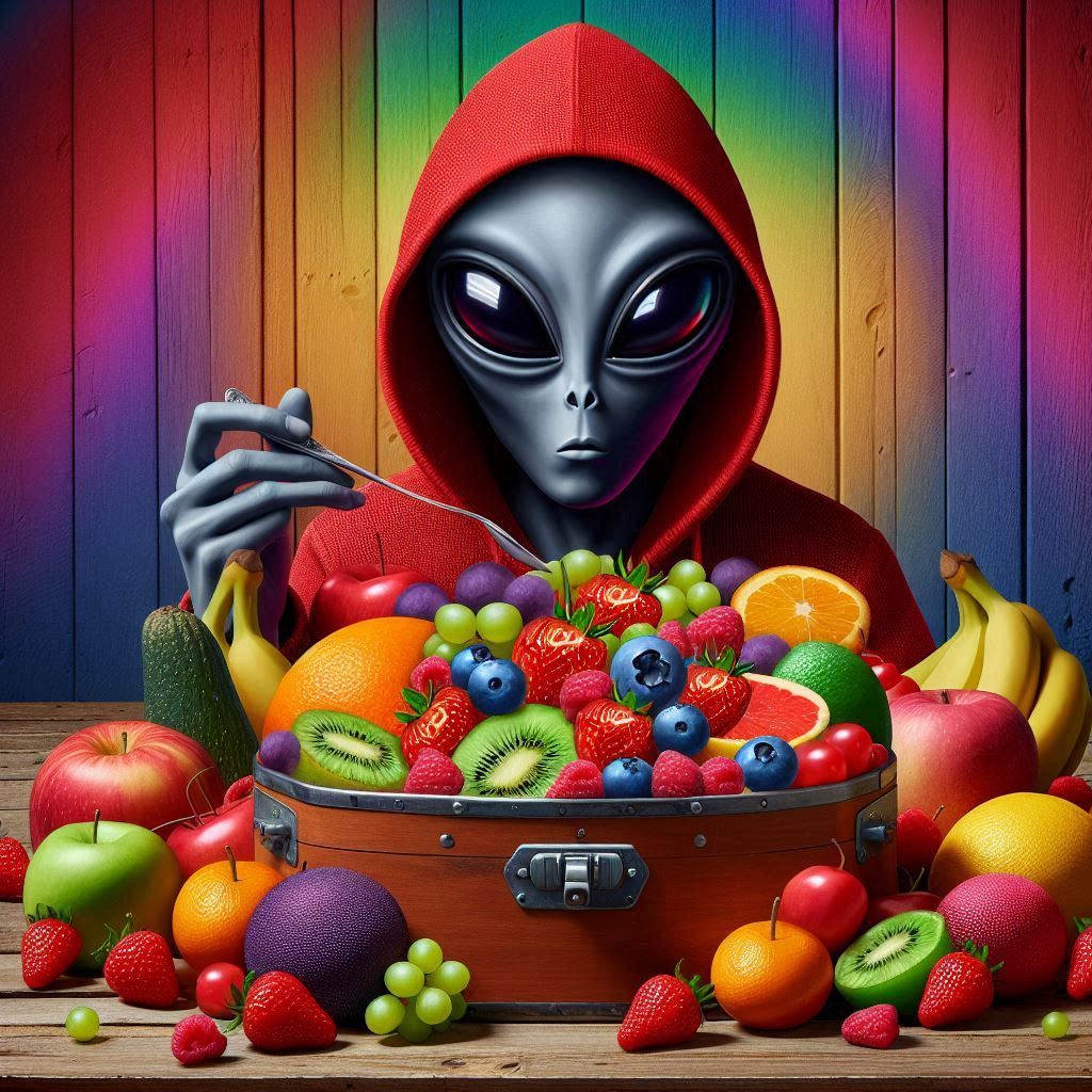 secret. surreal. alien society. eats fruits only.