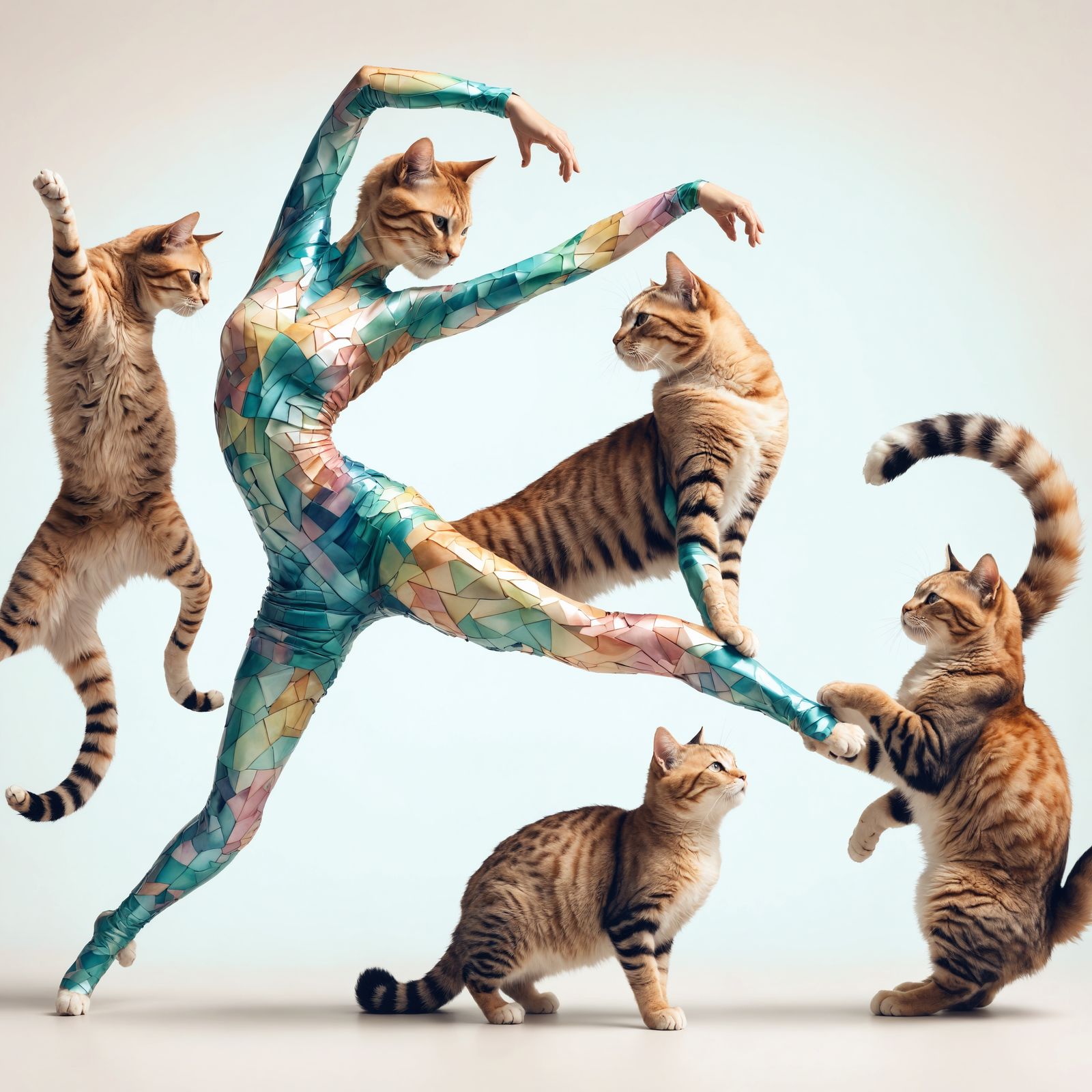 a female dancer whose body is composed entirely of the artfu...