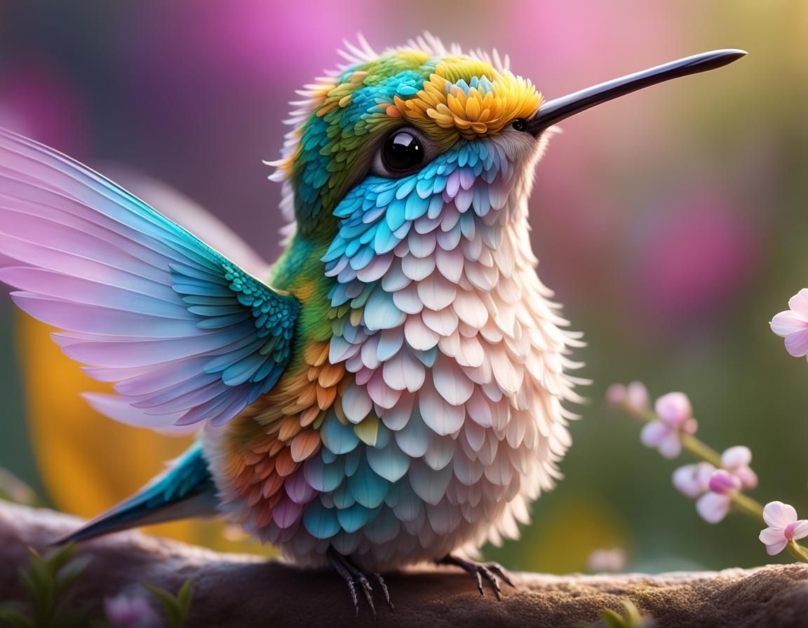 Fluffy hummingbird  by @Tess