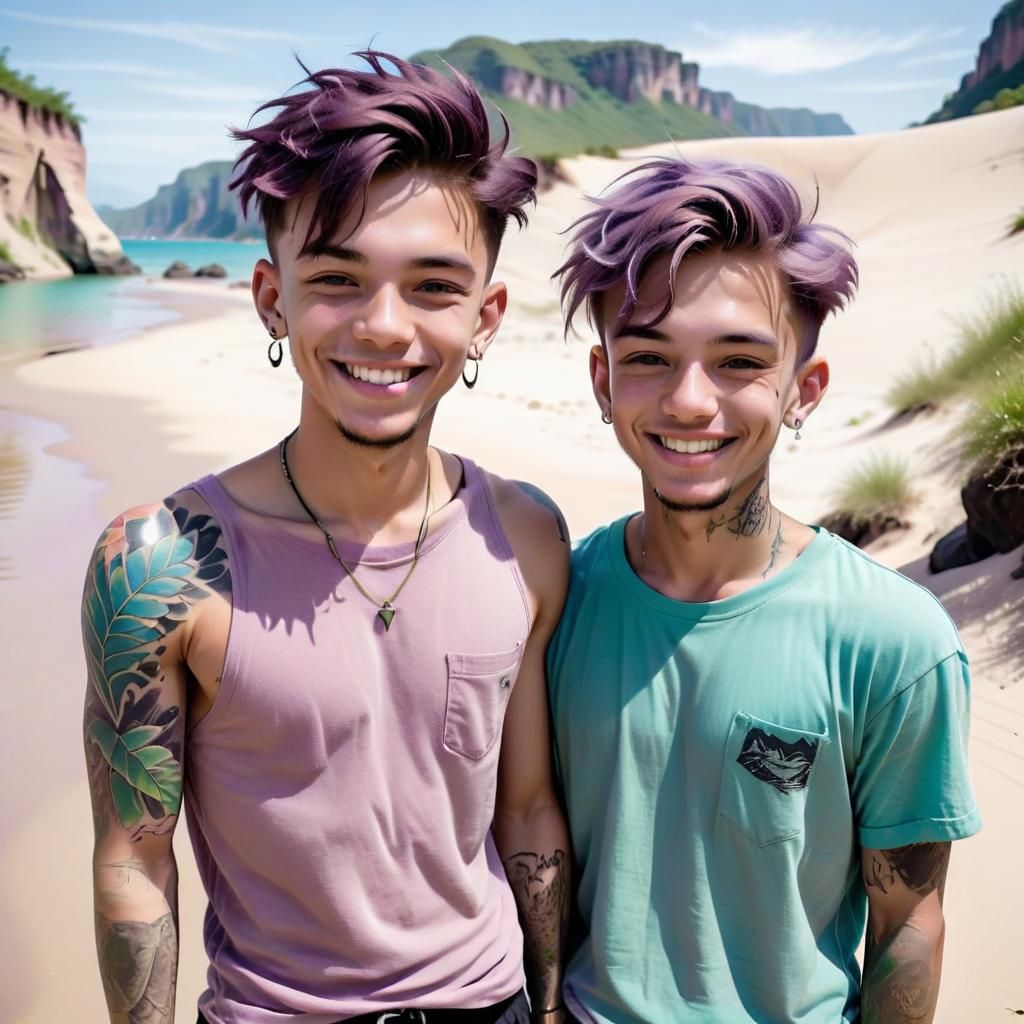 Smiling best friends in paradise