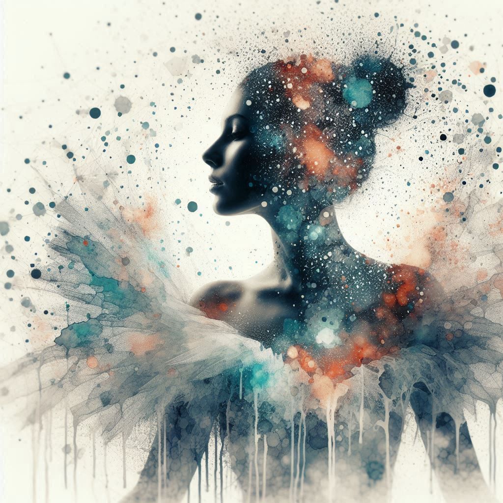 double exposure beautiful fantasy DALL-E 3 portrait landscap...