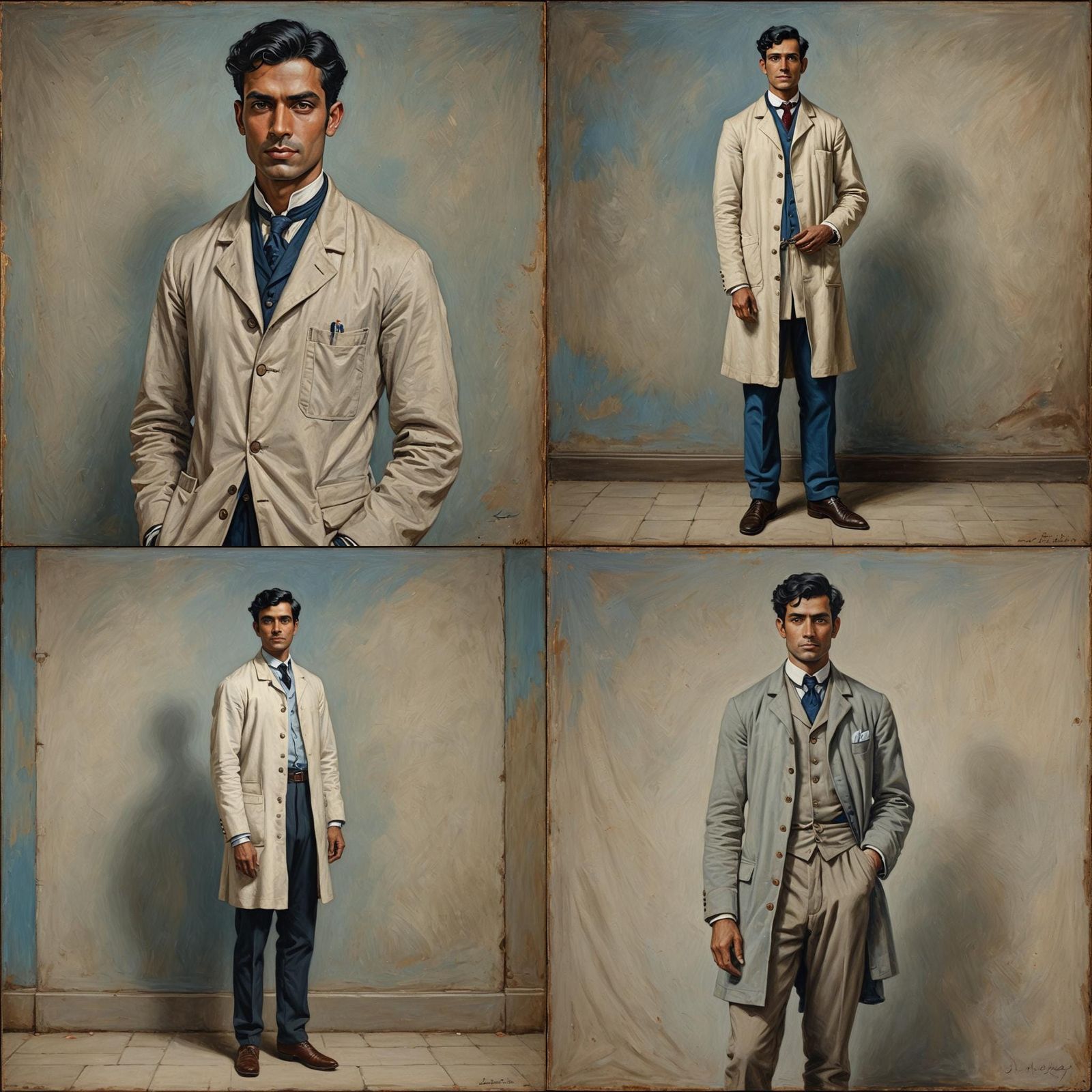 Hyperreal full body of a young , clean shaven, Indian featur...