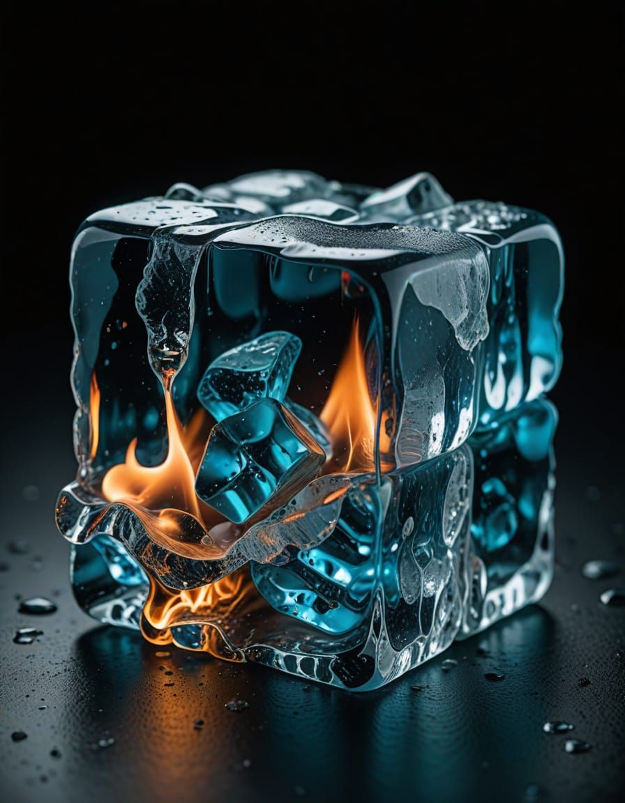 fire in ice cube  by @Erevan
