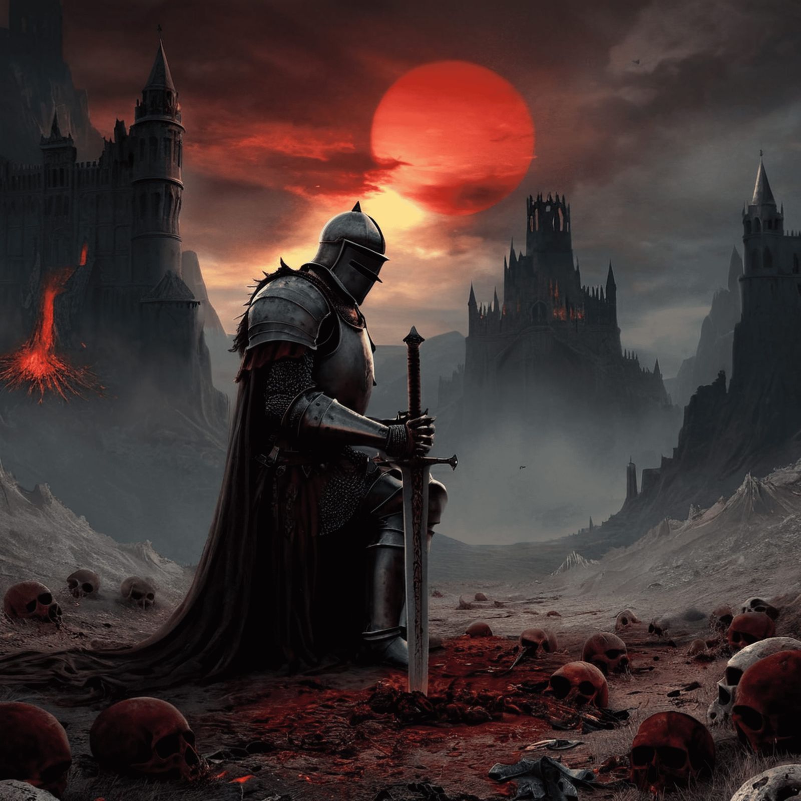 The knight after a long battle with his sword